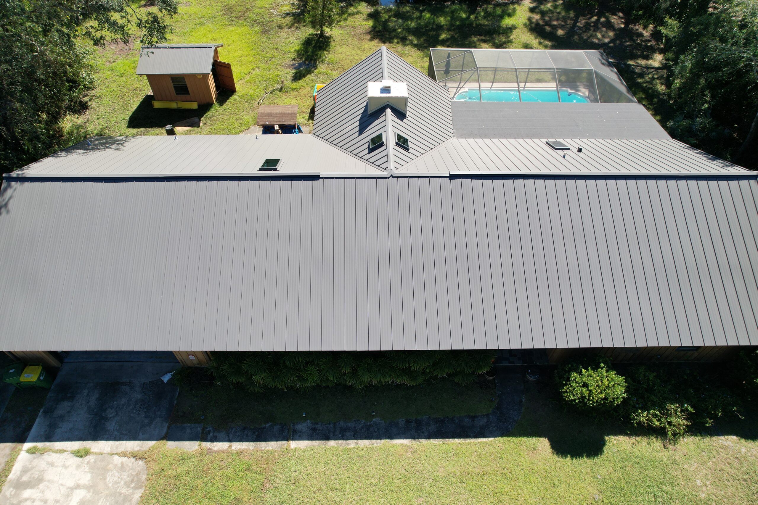 Metal Roof on Residential Home with a pool